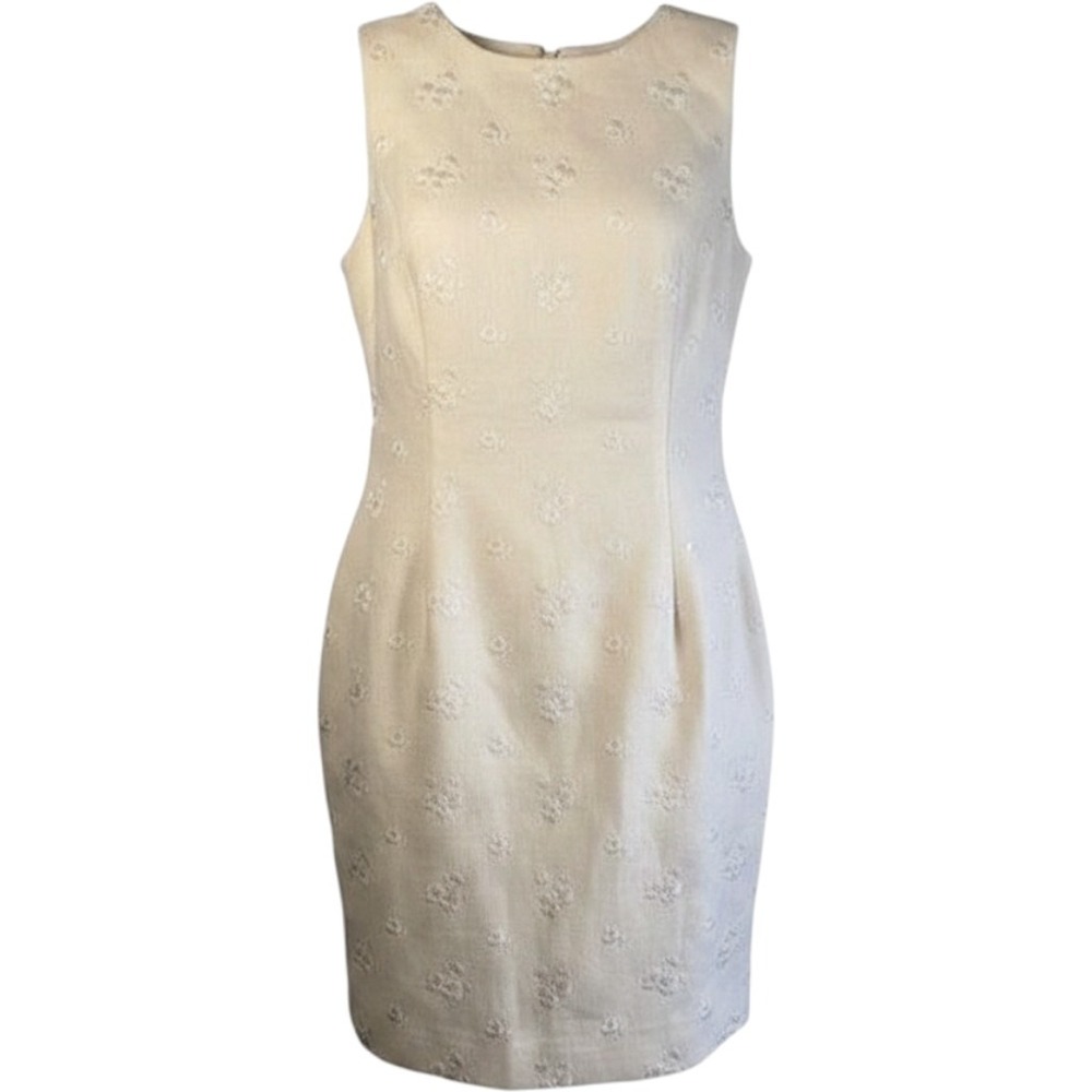 Michael Michael Kors White Linen Floral Embroidered Sheath Dress Size 8 NEW